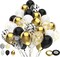 Black Gold White Confetti Balloon Set,100pcs 12 Inch Metallic Gold and Black White Glitter Confetti Balloon for Wedding, Birthday, Graduation Party Decorations,Happy New Year Decorations